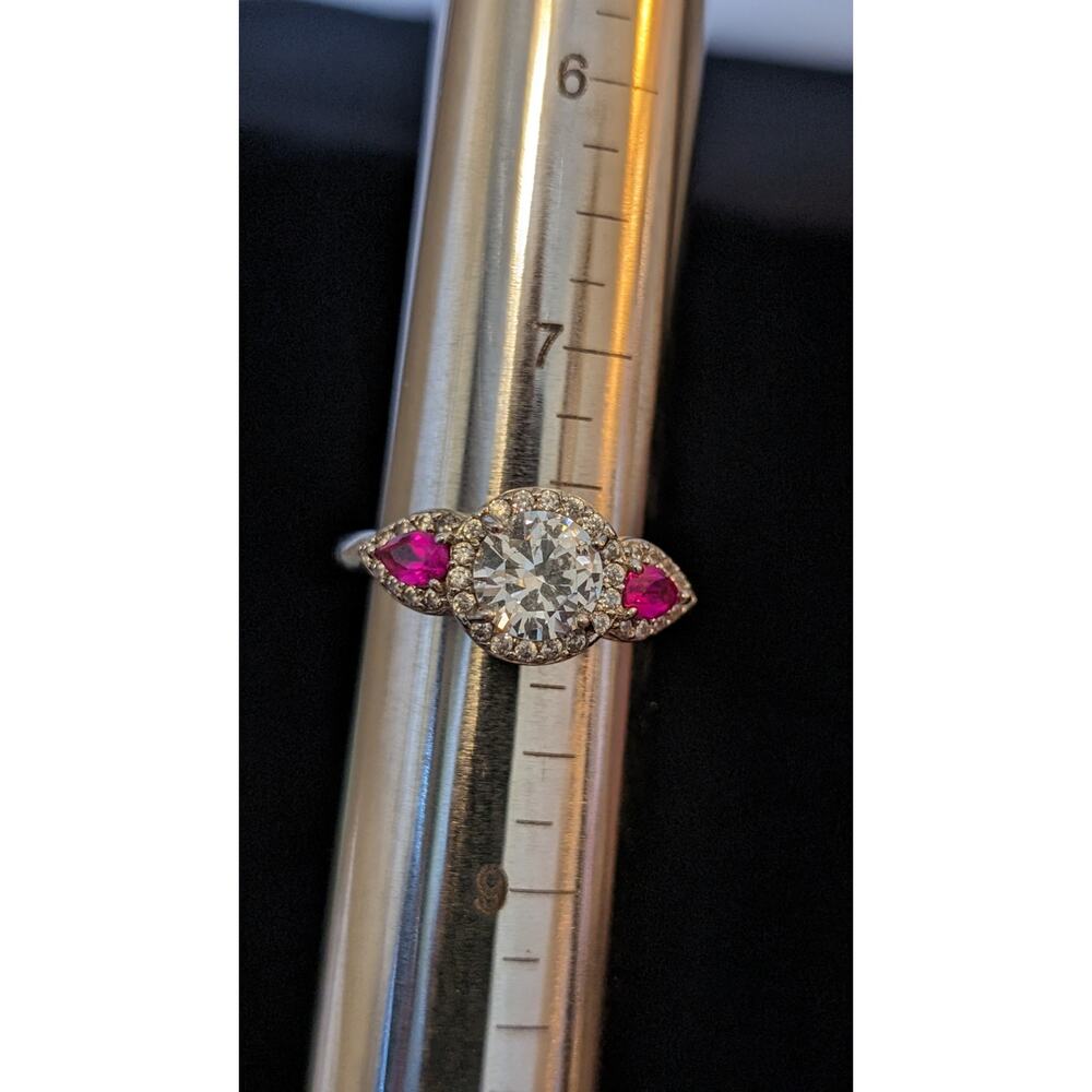 925 Large Round Cz & Lab-Created Ruby Trillion Ac… - image 5